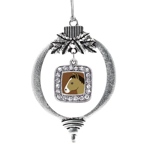 Horse Emoji Square Charm Christmas / Holiday Ornament