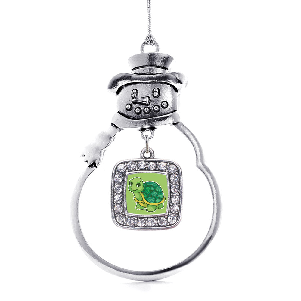 Baby Turtle Square Charm Christmas / Holiday Ornament