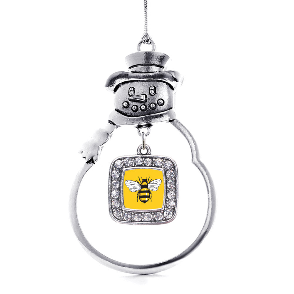 Buzzing Bee Square Charm Christmas / Holiday Ornament