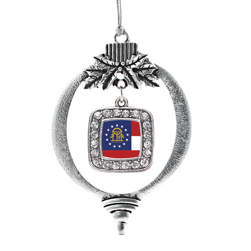 Georgia Flag Square Charm Christmas / Holiday Ornament