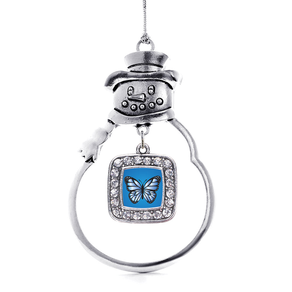 Azure Butterfly Square Charm Christmas / Holiday Ornament
