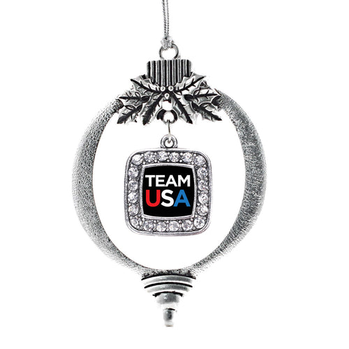 Black Banner Team USA Square Charm Christmas / Holiday Ornament