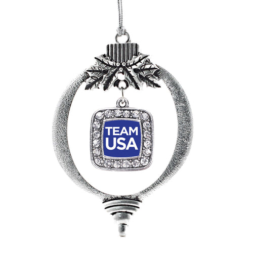 Blue Banner Team USA Square Charm Christmas / Holiday Ornament