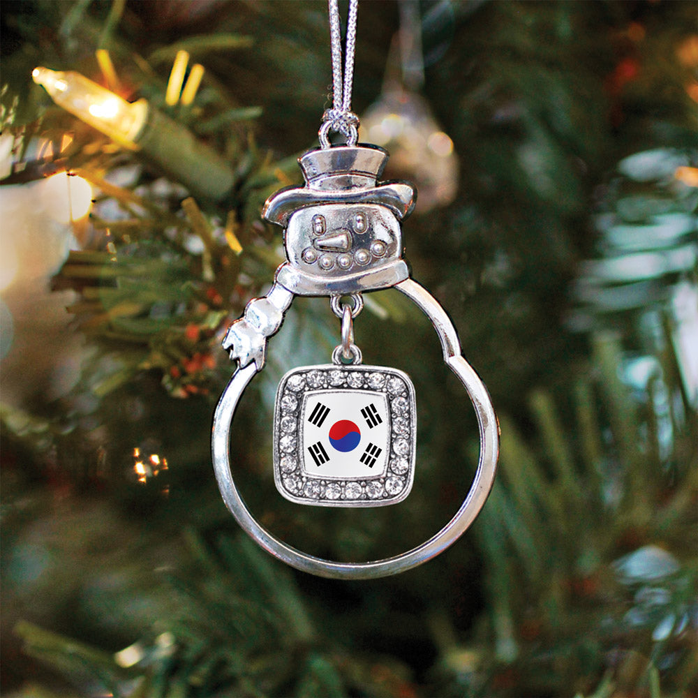 Republic of Korea Flag Square Charm Christmas / Holiday Ornament