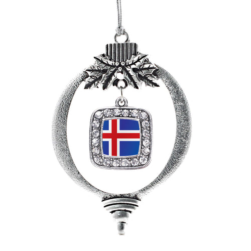 Iceland Flag Square Charm Christmas / Holiday Ornament