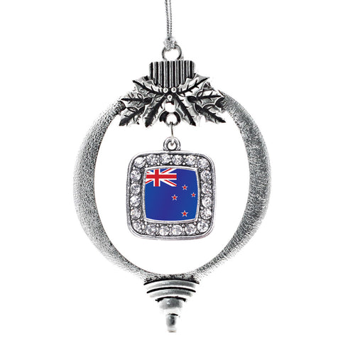 New Zealand Flag Square Charm Christmas / Holiday Ornament