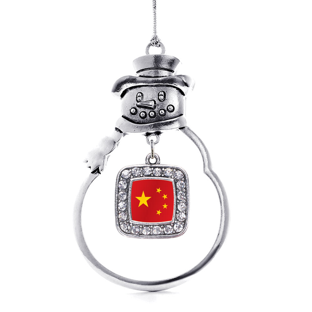 China Flag Square Charm Christmas / Holiday Ornament