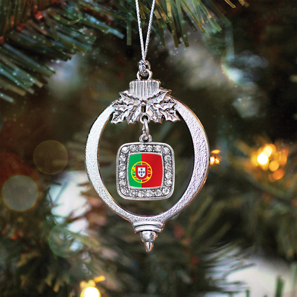 Portugal Flag Square Charm Christmas / Holiday Ornament