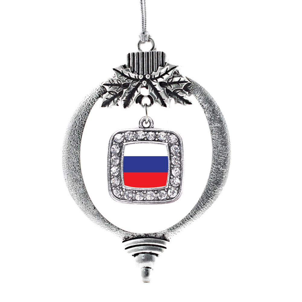 Russia Flag Square Charm Christmas / Holiday Ornament