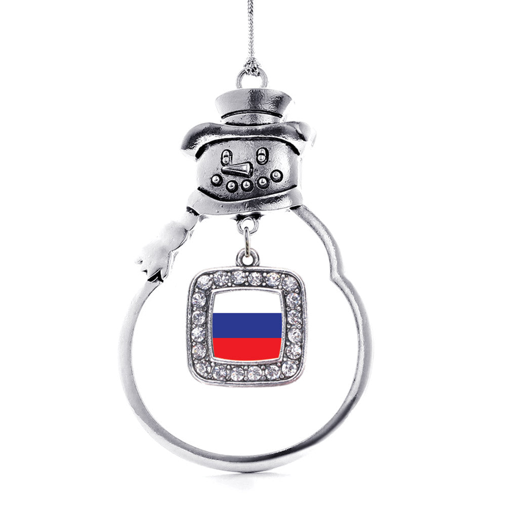 Russia Flag Square Charm Christmas / Holiday Ornament
