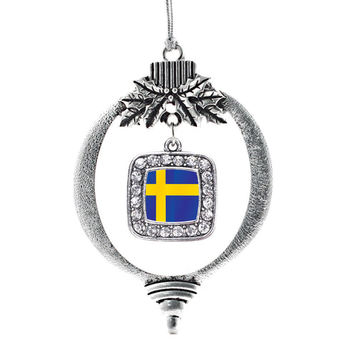 Sweden Flag Square Charm Christmas / Holiday Ornament