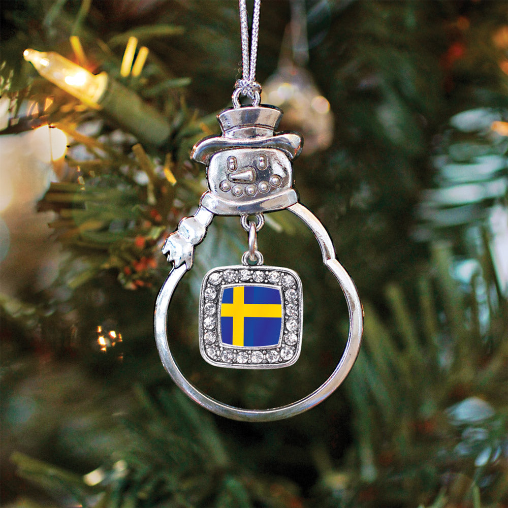 Sweden Flag Square Charm Christmas / Holiday Ornament