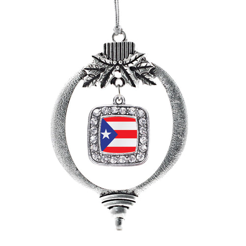 Puerto Rico Flag Square Charm Christmas / Holiday Ornament