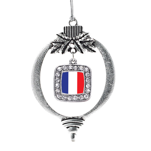 France Flag Square Charm Christmas / Holiday Ornament