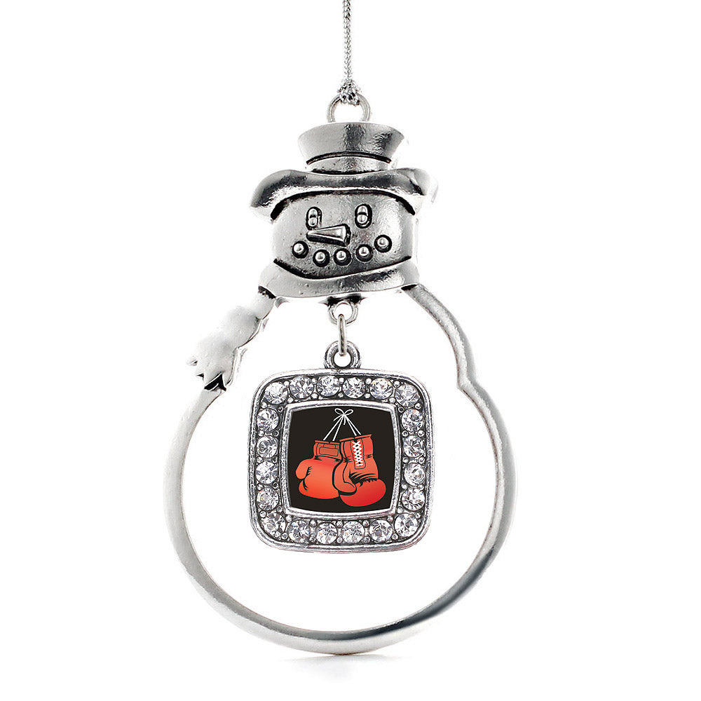 I Love Boxing Square Charm Christmas / Holiday Ornament