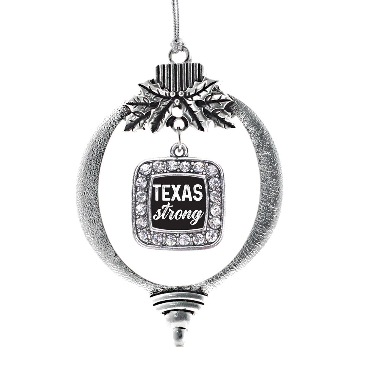 Script Texas Strong Square Charm Christmas / Holiday Ornament