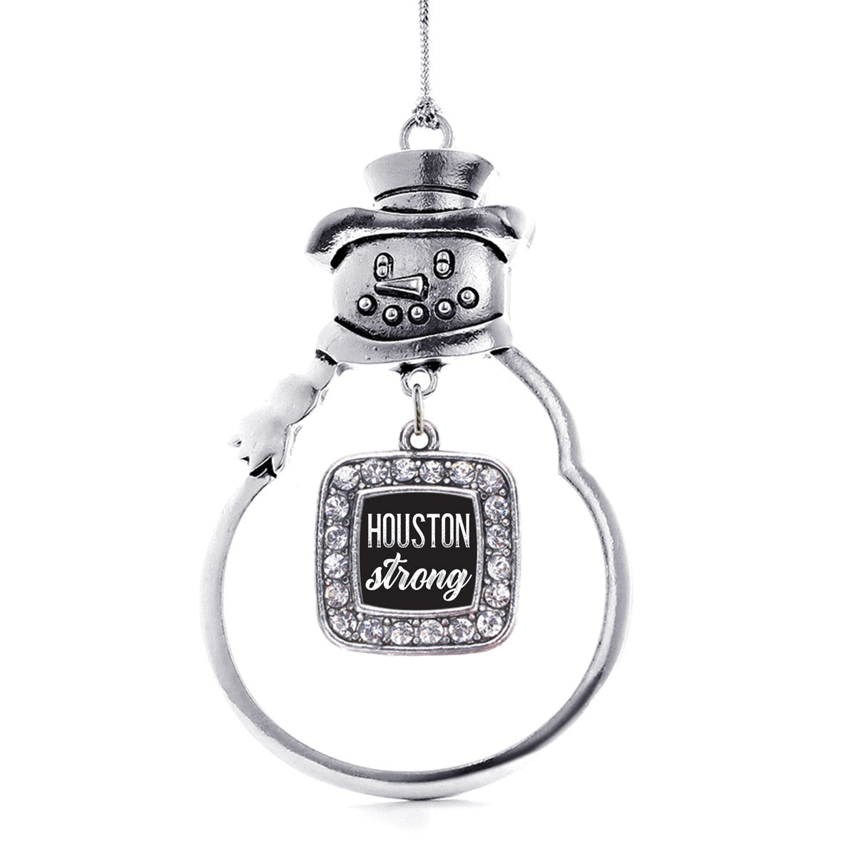 Script Houston Strong Square Charm Christmas / Holiday Ornament