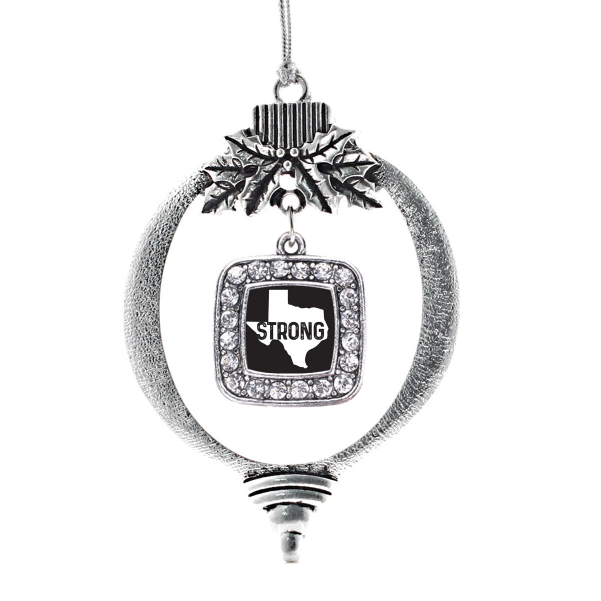 Black and White Texas Strong Square Charm Christmas / Holiday Ornament
