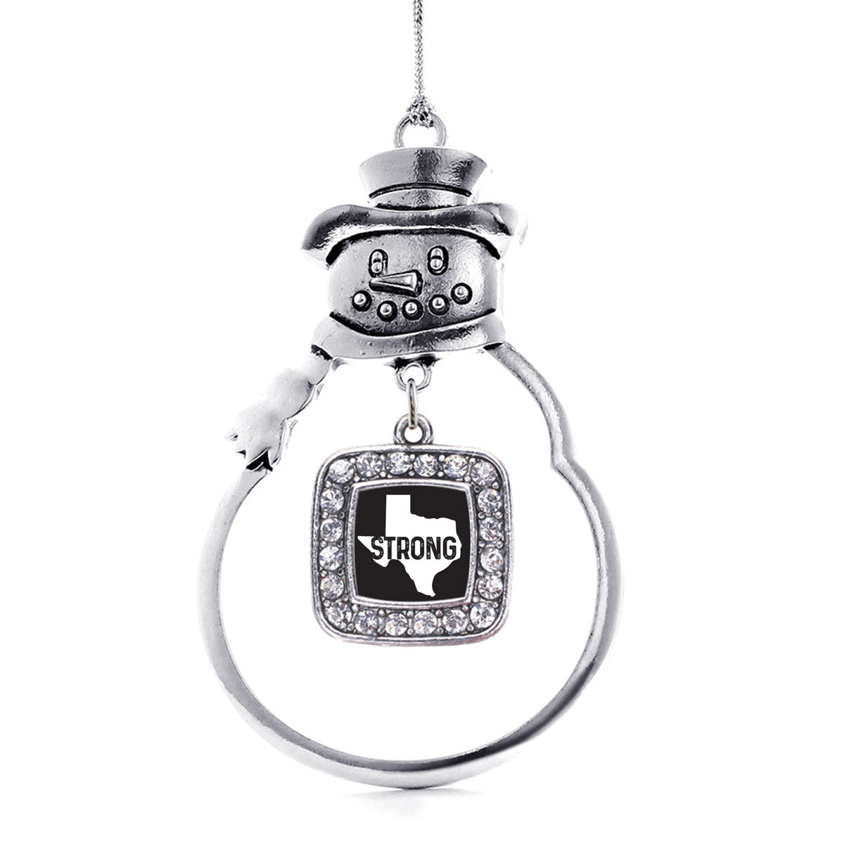Black and White Texas Strong Square Charm Christmas / Holiday Ornament