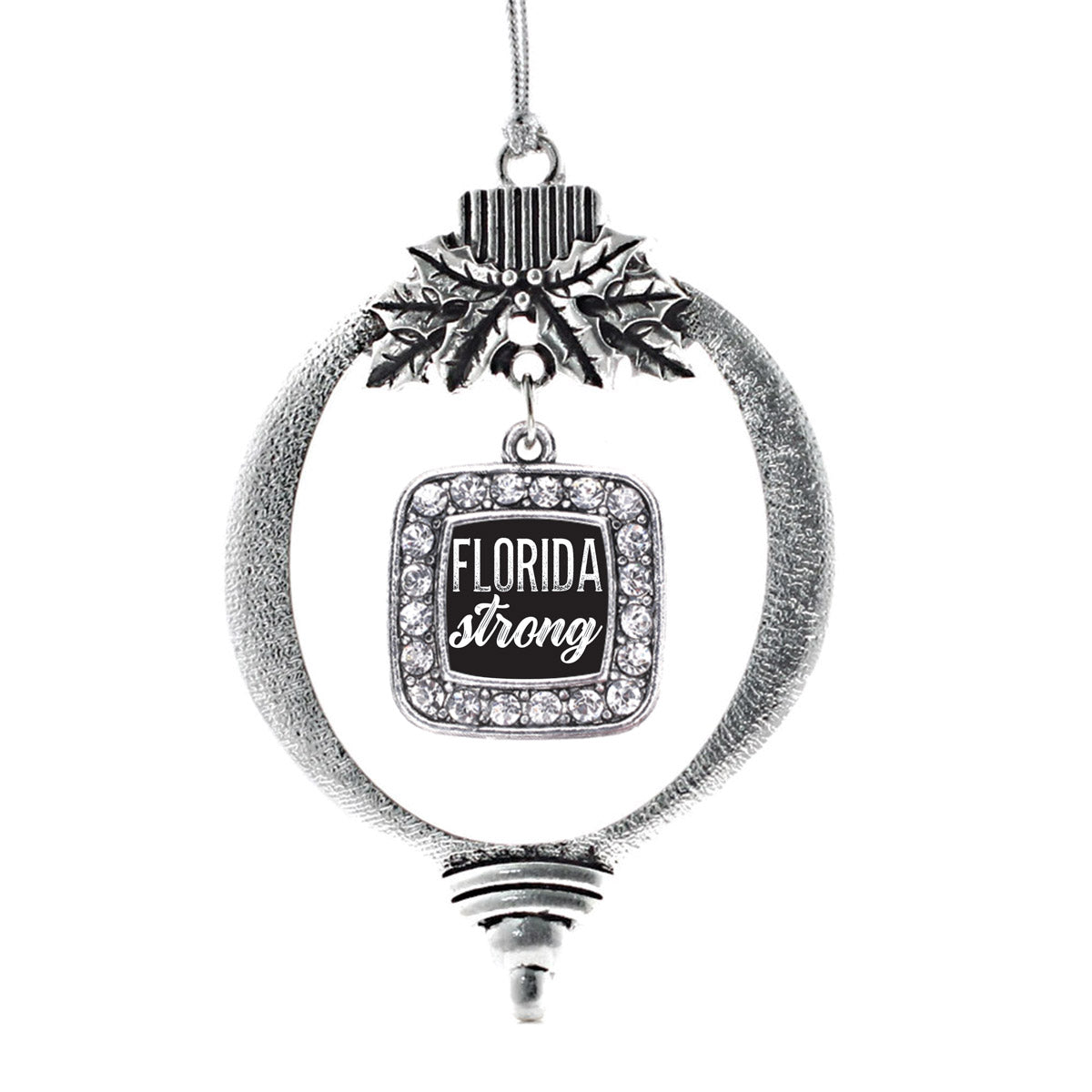 Script Florida Strong Square Charm Christmas / Holiday Ornament