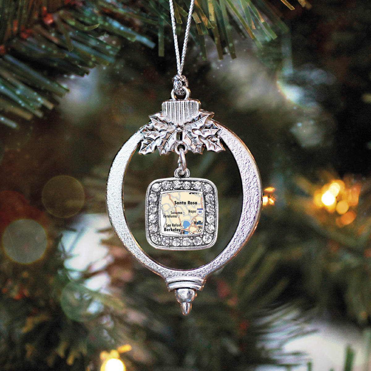 Sonoma Map Square Charm Christmas / Holiday Ornament