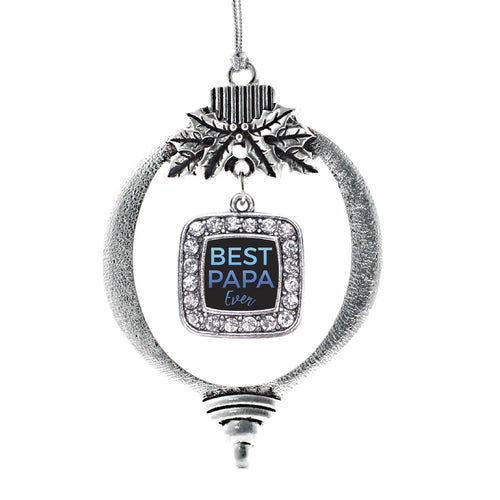Best Papa Ever Square Charm Christmas / Holiday Ornament