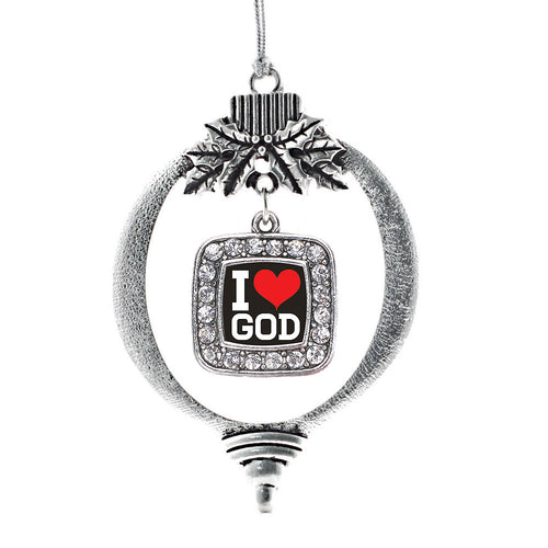 I Love God Square Charm Christmas / Holiday Ornament