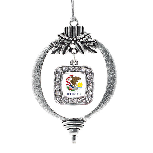 Illinois Flag Square Charm Christmas / Holiday Ornament