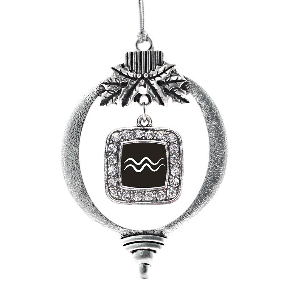 Aquarius Zodiac Square Charm Christmas / Holiday Ornament