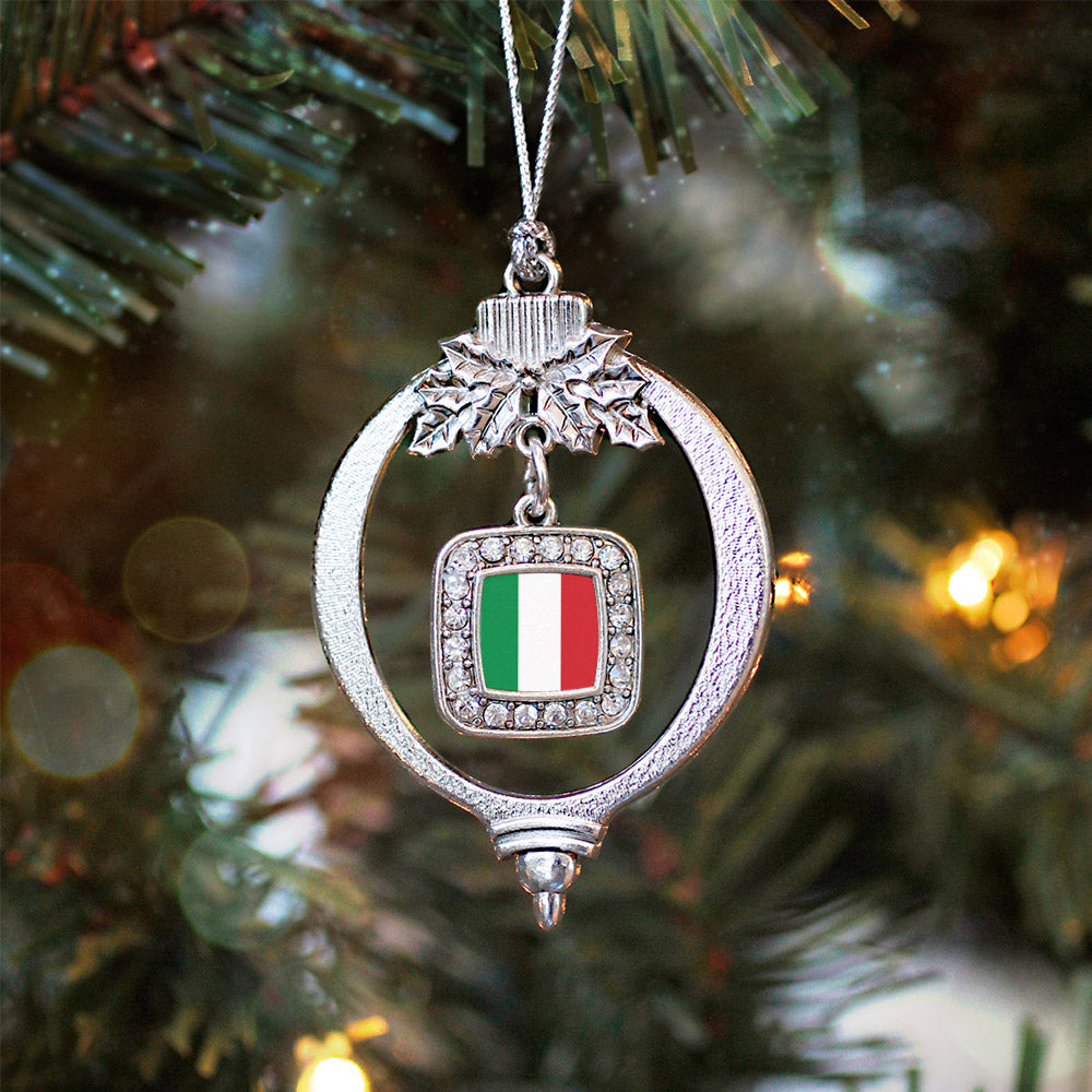 Italian Flag Square Charm Christmas / Holiday Ornament