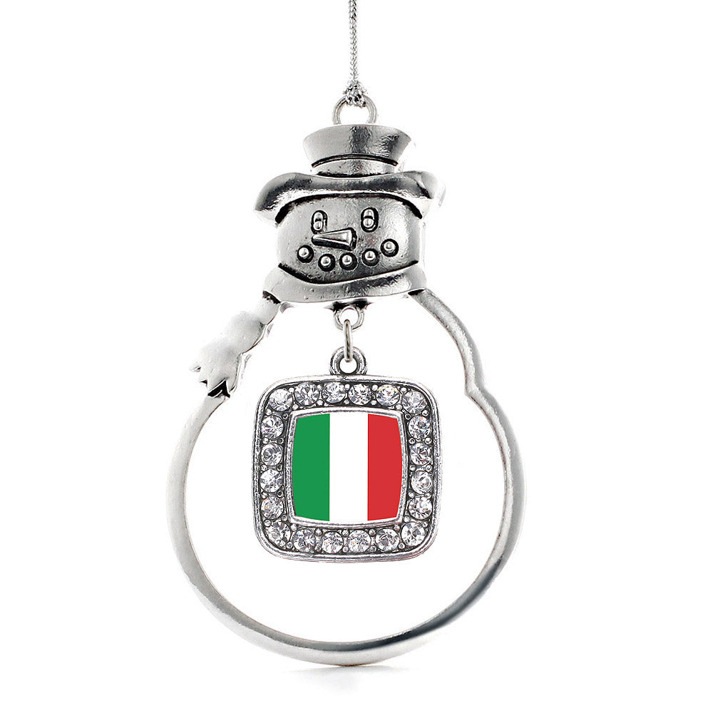 Italian Flag Square Charm Christmas / Holiday Ornament