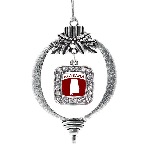 Alabama Outline Square Charm Christmas / Holiday Ornament