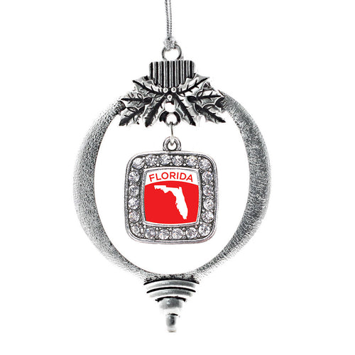 Florida Outline Square Charm Christmas / Holiday Ornament