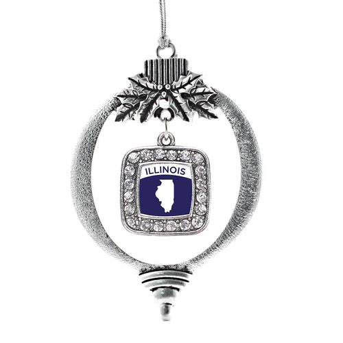 Illinois Outline Square Charm Christmas / Holiday Ornament