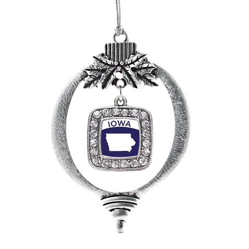 Iowa Outline Square Charm Christmas / Holiday Ornament