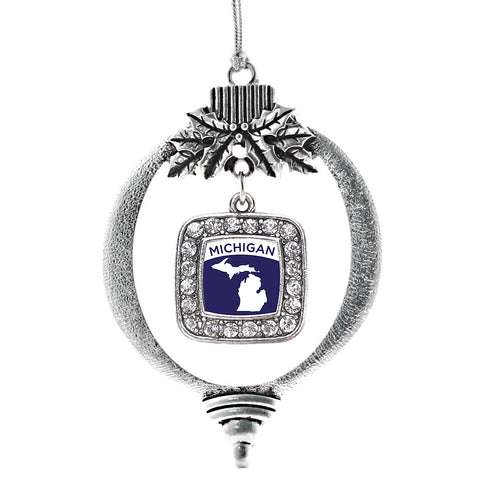 Michigan Outline Square Charm Christmas / Holiday Ornament