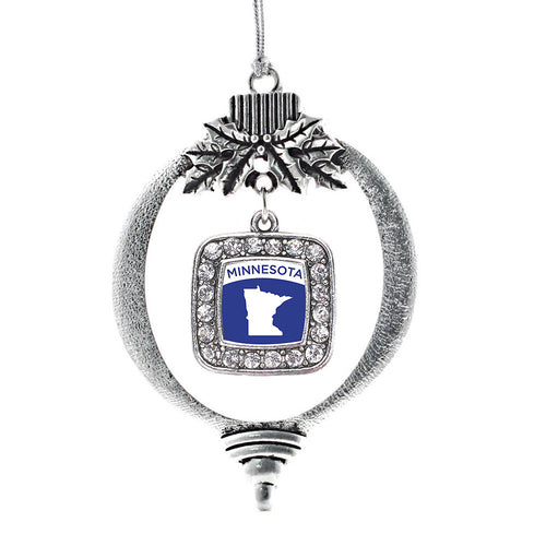 Minnesota Outline Square Charm Christmas / Holiday Ornament