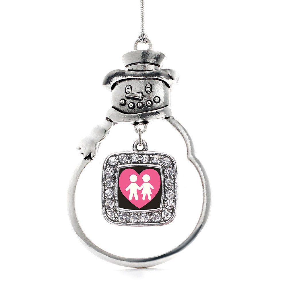 Love My Kids Square Charm Christmas / Holiday Ornament