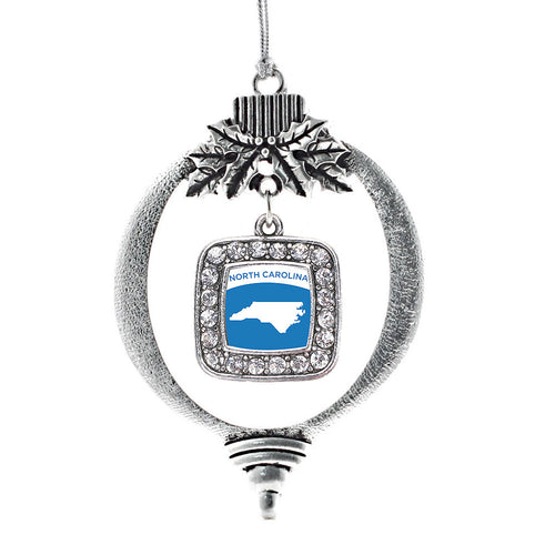 North Carolina Outline Square Charm Christmas / Holiday Ornament
