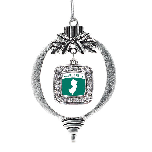 New Jersey Outline Square Charm Christmas / Holiday Ornament
