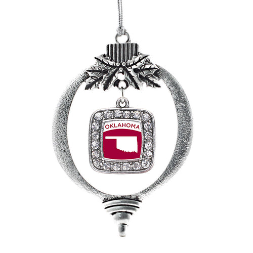 Oklahoma Outline Square Charm Christmas / Holiday Ornament
