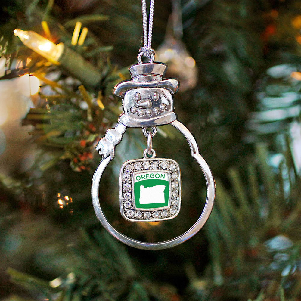 Oregon Outline Square Charm Christmas / Holiday Ornament