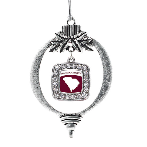 South Carolina Outline Square Charm Christmas / Holiday Ornament