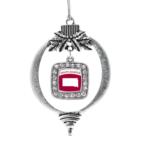 South Dakota Outline Square Charm Christmas / Holiday Ornament