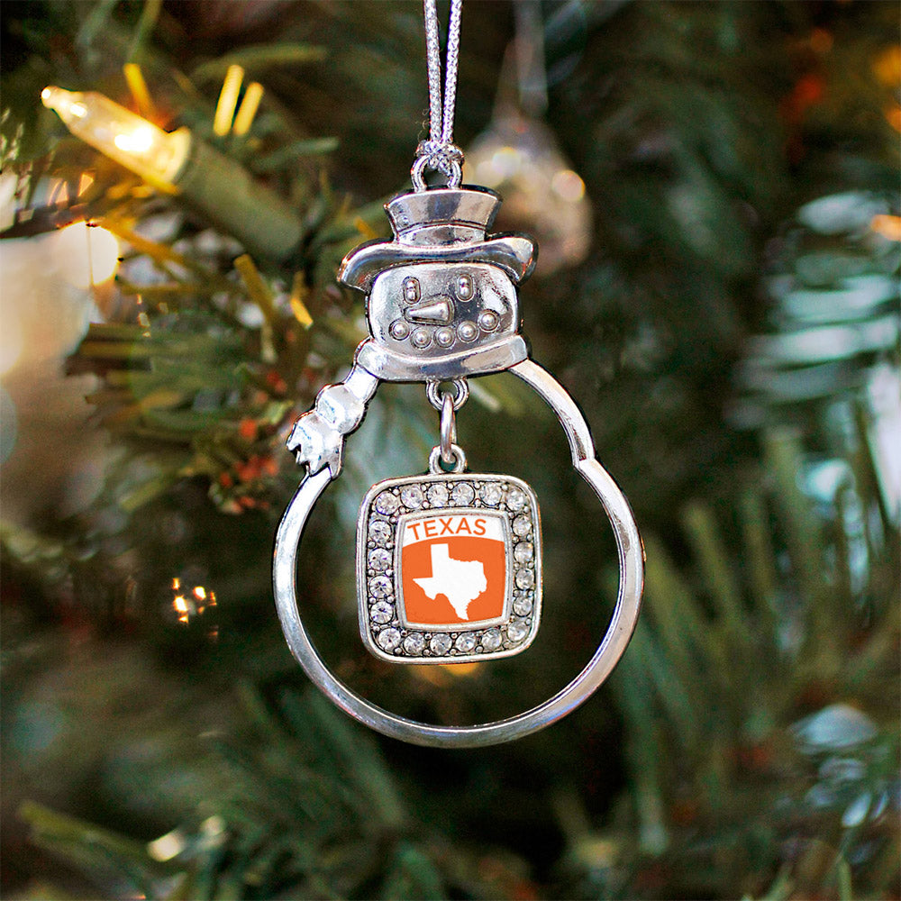 Texas Outline Square Charm Christmas / Holiday Ornament