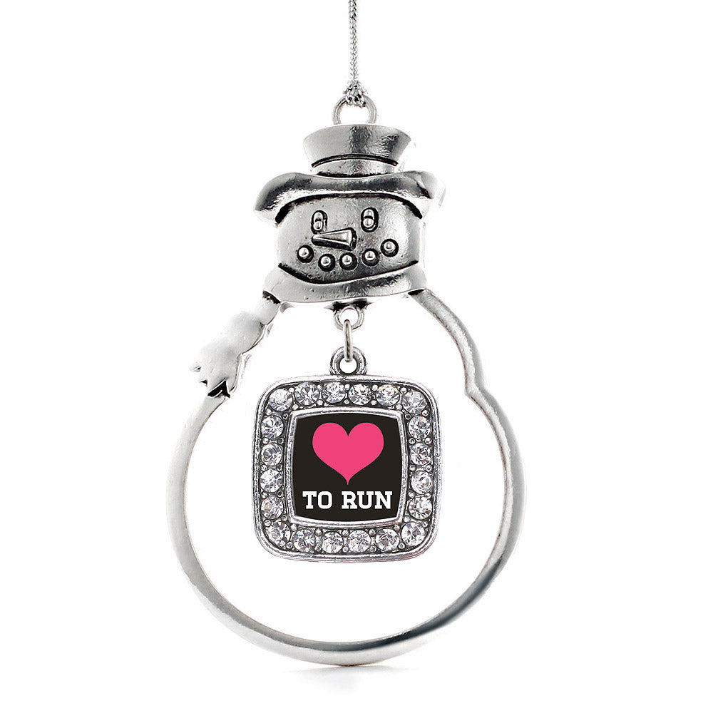 Love To Run Square Charm Christmas / Holiday Ornament