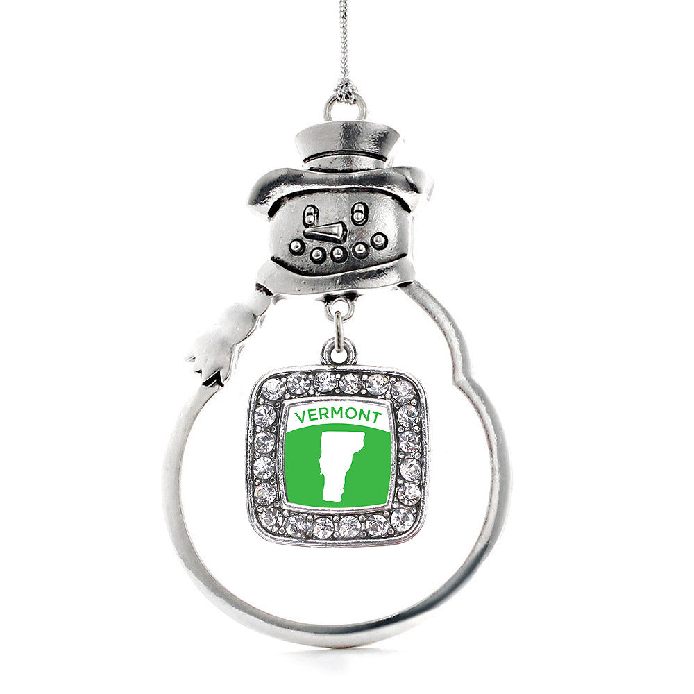 Vermont Outline Square Charm Christmas / Holiday Ornament