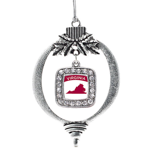 VIrginia Outline Square Charm Christmas / Holiday Ornament