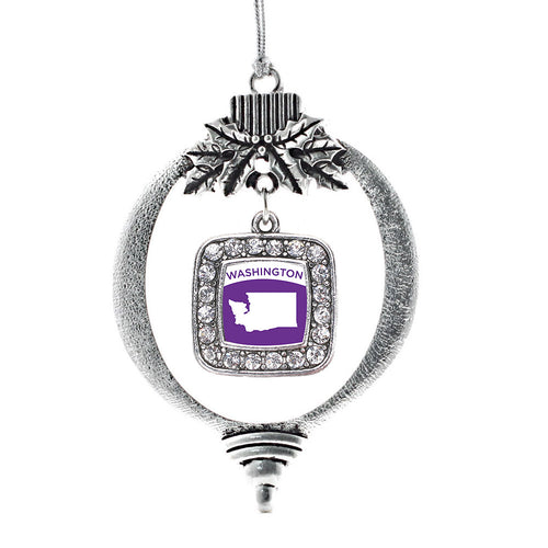 Washington Outline Square Charm Christmas / Holiday Ornament