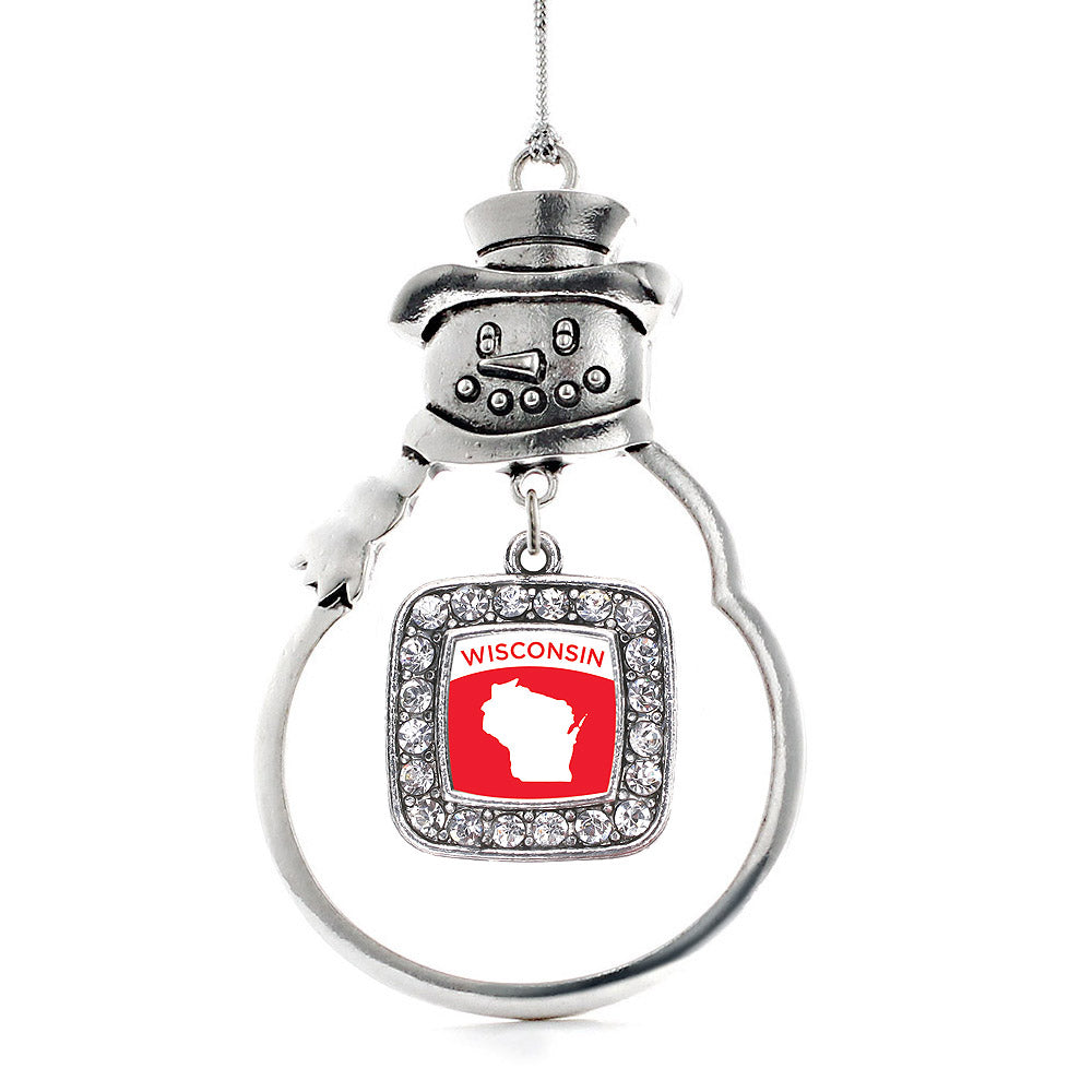 Wisconsin Outline Square Charm Christmas / Holiday Ornament